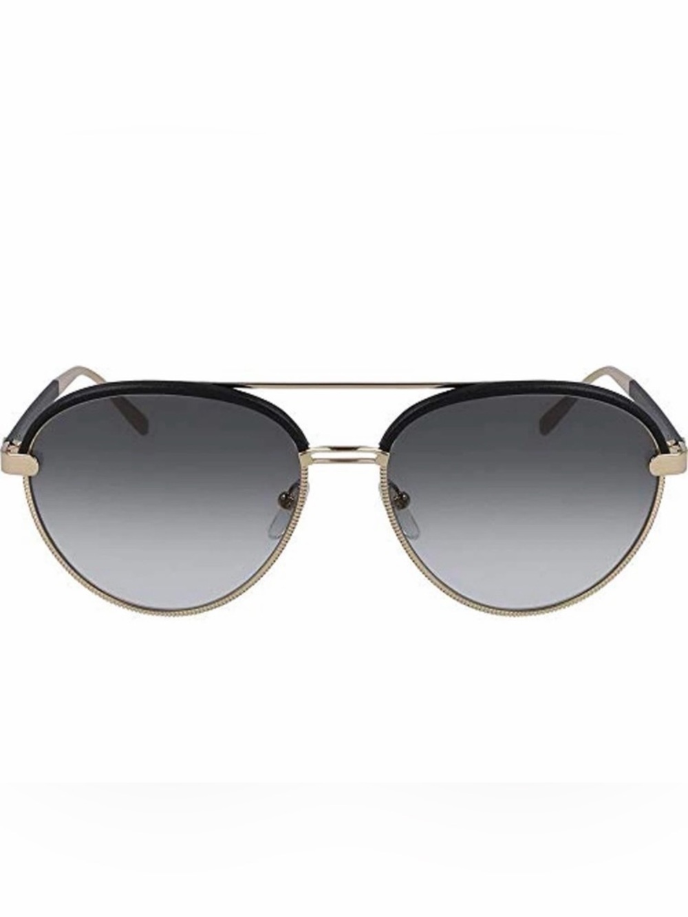 Salvatore Ferragamo Black & Gold Gradient Round Aviator Sunglasses